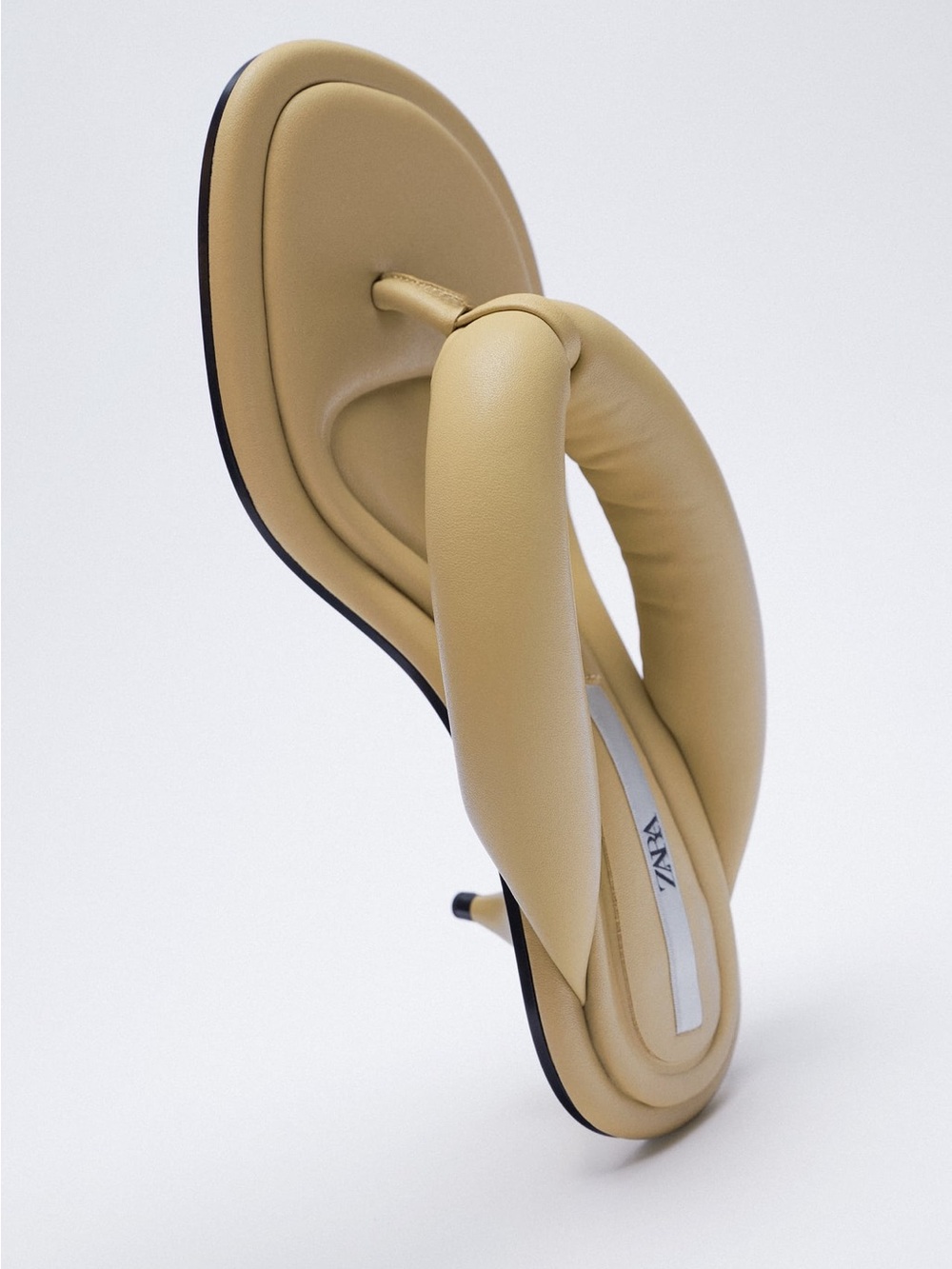 Zara Padded Mustard Toe-Post Heeled Sandals